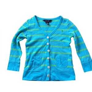 Ralph Lauren Kids Blue Striped Cardigan 100% Cotton